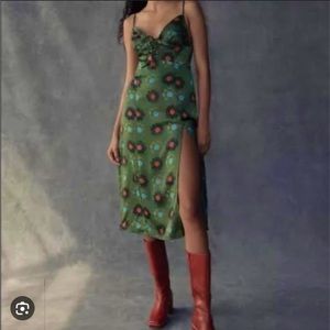 UO Mariah Lace-Up Midi Slip Dress